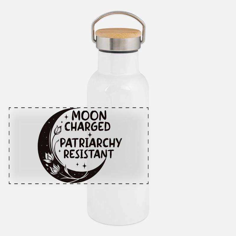 Moon chargée, résistante au patriarcat Gourde isotherme avec bouchon en bambou