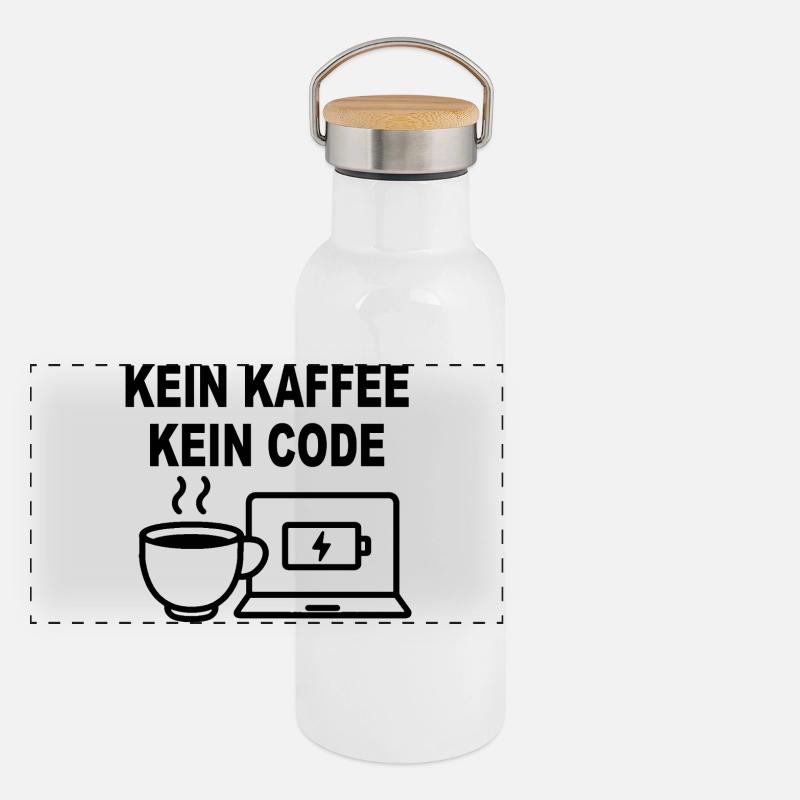 Kein Kaffee Kein Code - Conception de programmeur amusant Gourde isotherme avec bouchon en bambou