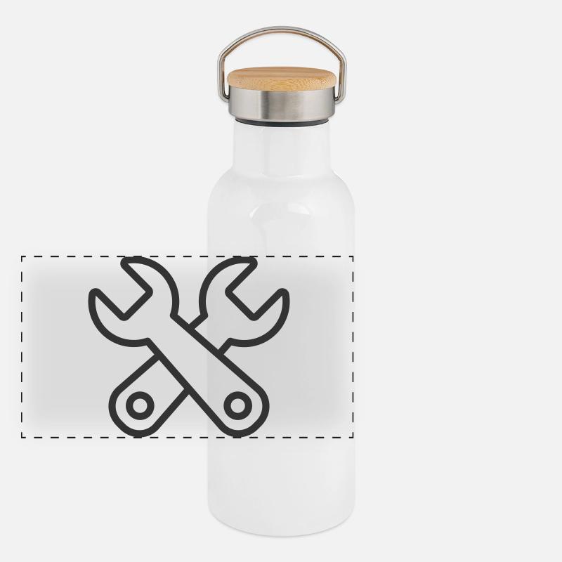 Minimalist Crossed Tools Line Art Icon Panoramic Thermal Bottle with Bamboo Lid