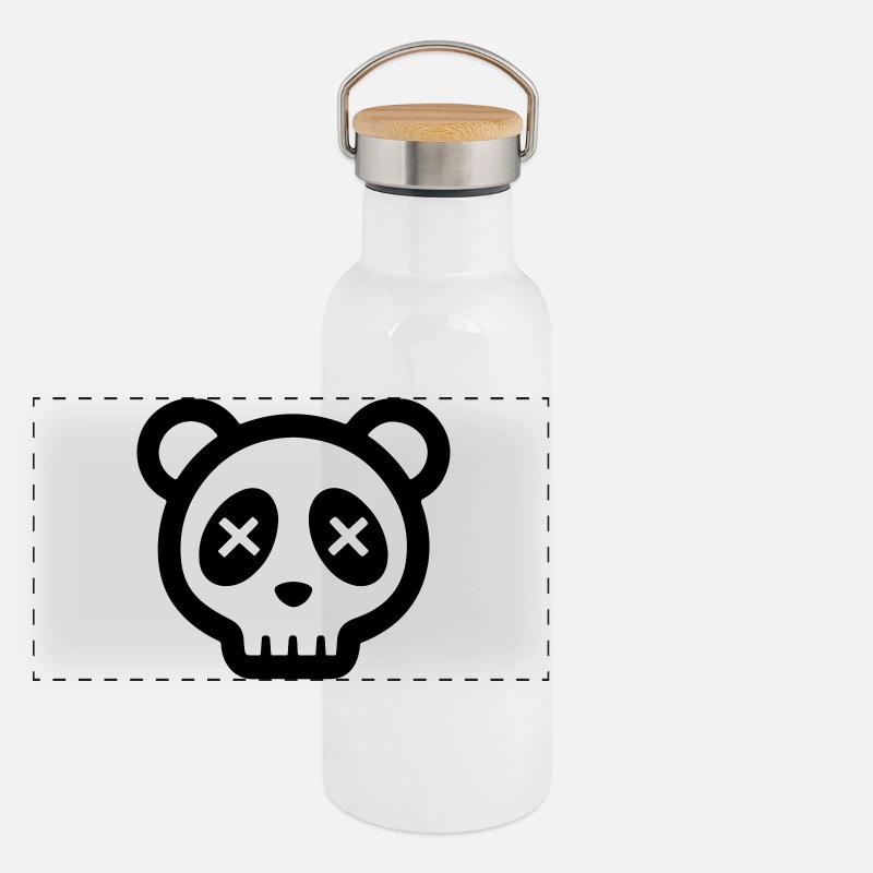 Crâne de panda drôle de crâne Gourde isotherme avec bouchon en bambou