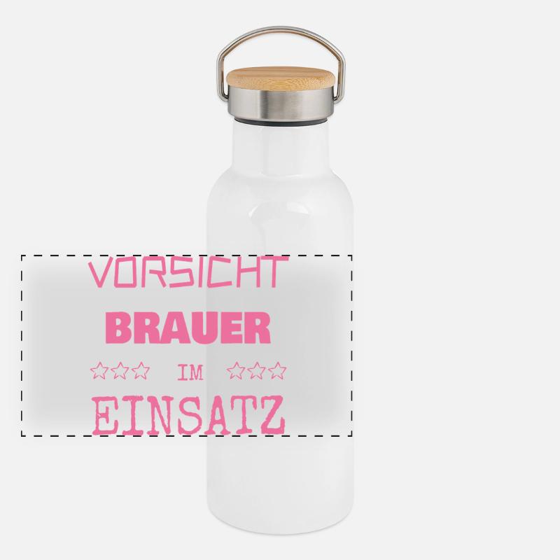 Brauer als Berufung Panorama Thermosflasche mit Bambusdeckel