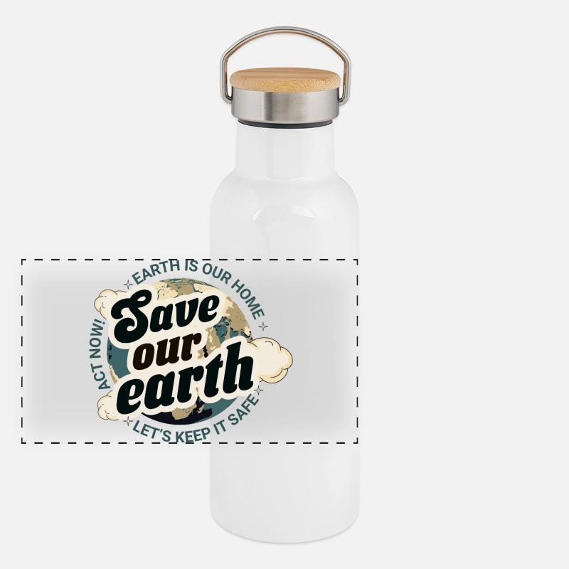 Save our Earth Panoramic Thermal Bottle with Bamboo Lid