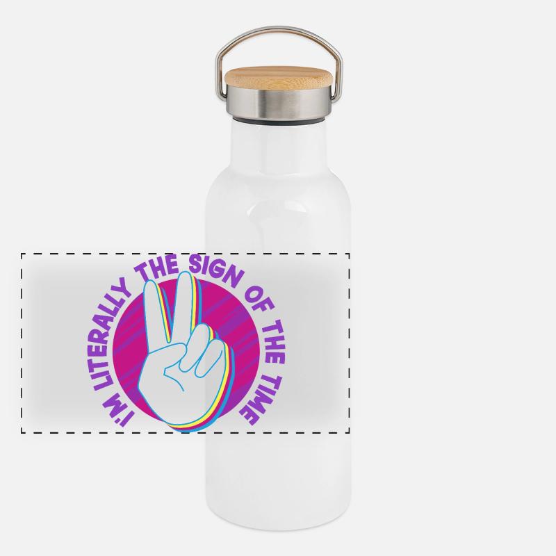 ASL Dolmetscher Gebärdensprache Panorama Thermosflasche mit Bambusdeckel