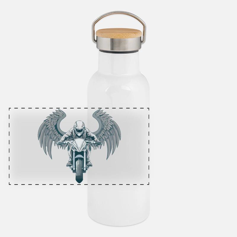 Angel Wing Motorcycle Panoramic Thermal Bottle with Bamboo Lid
