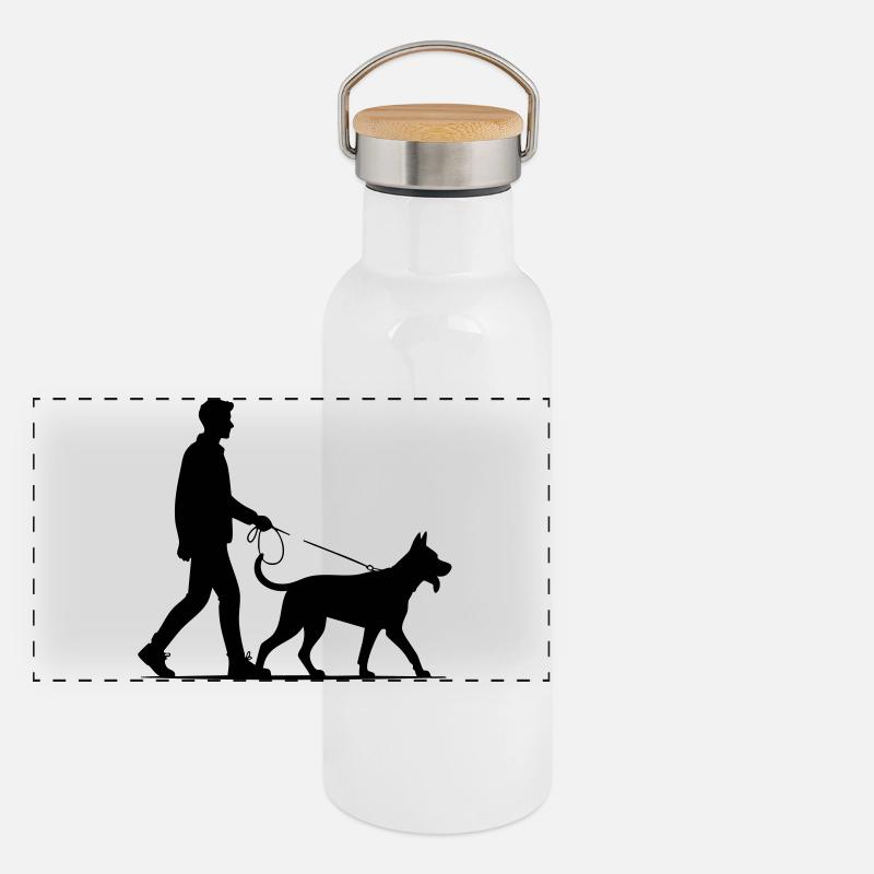 Hund Panorama Thermosflasche mit Bambusdeckel