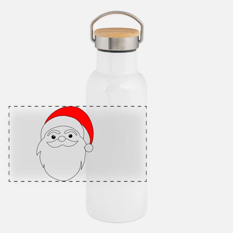 Weihnachtsmann Linienkunst Panorama Thermosflasche mit Bambusdeckel