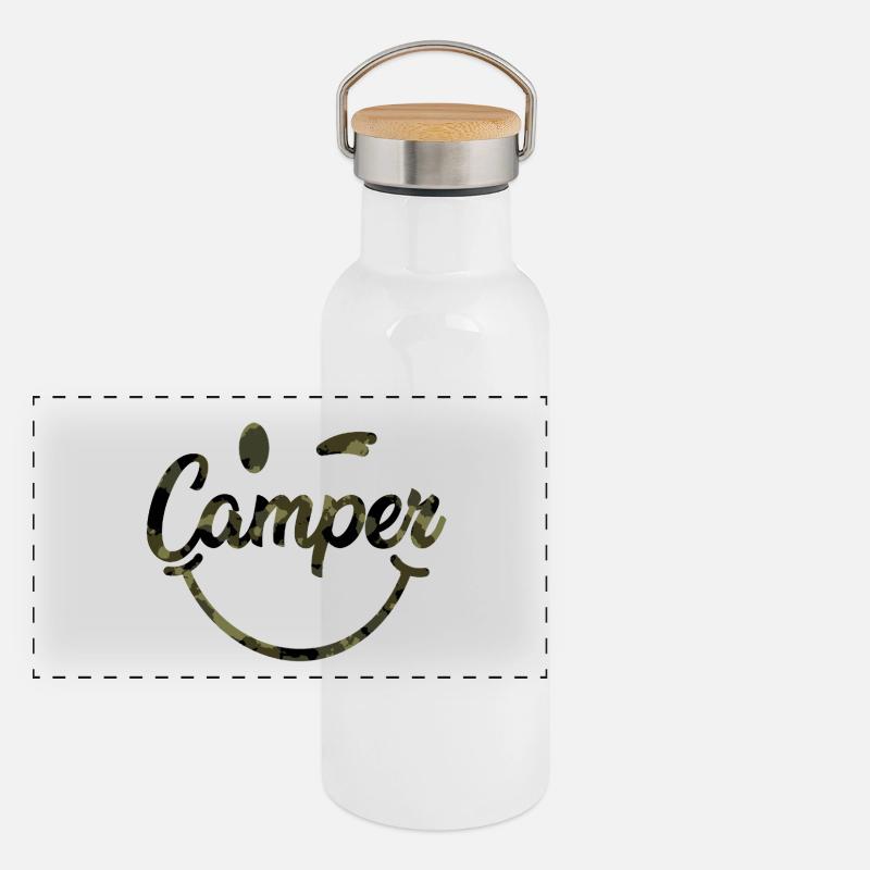 Camouflage Camper Smile Gourde isotherme avec bouchon en bambou