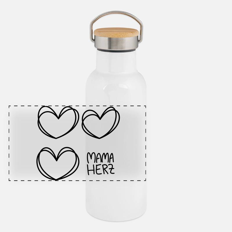 Mama Herz Panorama Thermosflasche mit Bambusdeckel