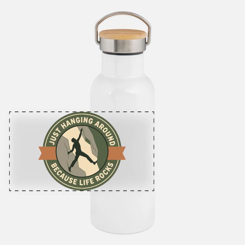 Ich hänge einfach herum, weil das Leben beim Klettern rockt Panorama Thermosflasche mit Bambusdeckel