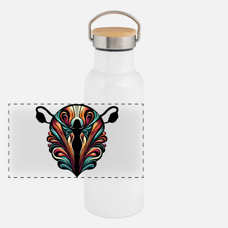 Fruchtbares Weibchen Panorama Thermosflasche mit Bambusdeckel