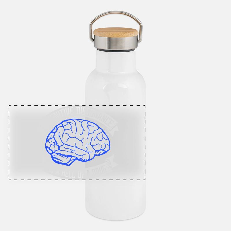 Cognitive Dissonance Is A Hell Of A Drug Spruch Panorama Thermosflasche mit Bambusdeckel