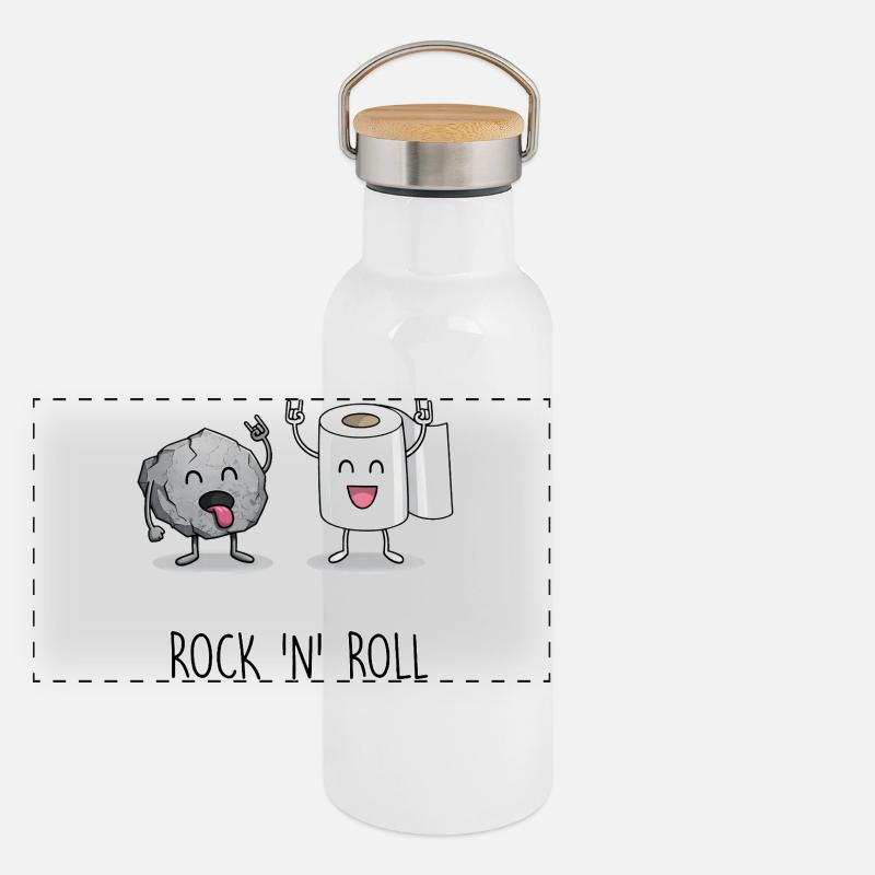 Design de dessin animé rock 'n' roll drôle Gourde isotherme avec bouchon en bambou