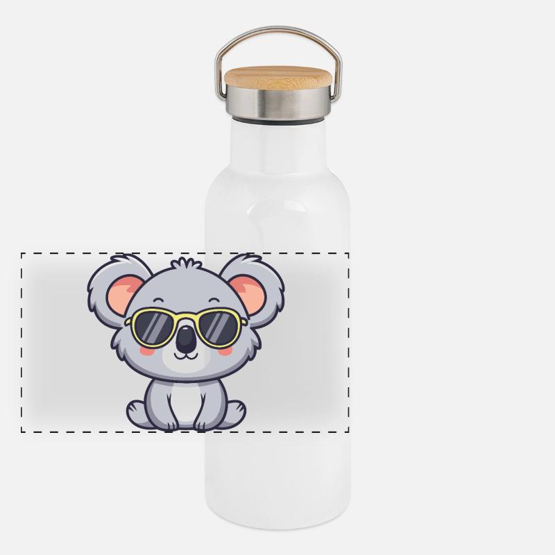 Koala-gelbe Pop-Brille Panorama Thermosflasche mit Bambusdeckel