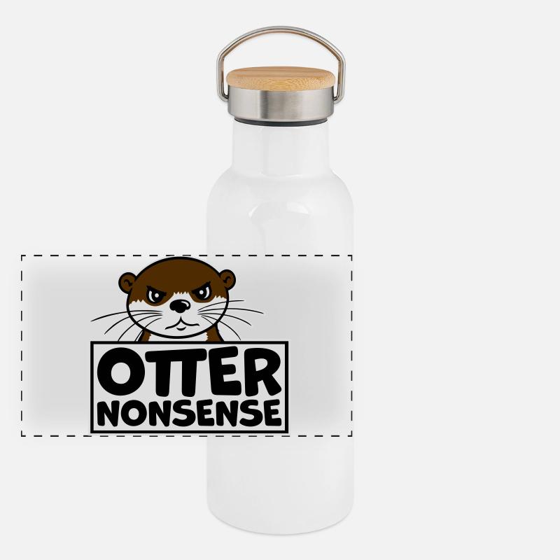 Otter Nonsense Funny Pun Otter Love Saying Panoramic Thermal Bottle with Bamboo Lid