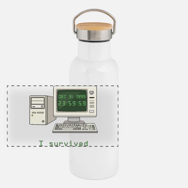 J’ai survécu à l’an 2000 Gourde isotherme avec bouchon en bambou