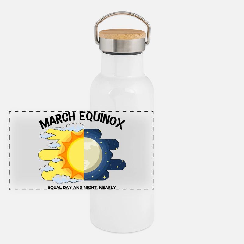 Équinoxe de mars Jour et nuit Ostara Gourde isotherme avec bouchon en bambou