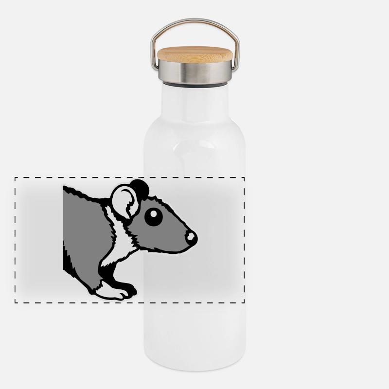 Ratte Vorderseite Halb Neugierig Lustig Nagetier Panorama Thermosflasche mit Bambusdeckel