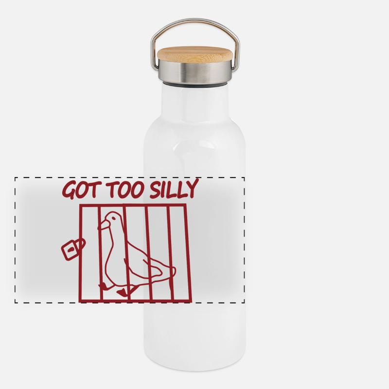 Die eingesperrte Taube wurde zu albern Panorama Thermosflasche mit Bambusdeckel