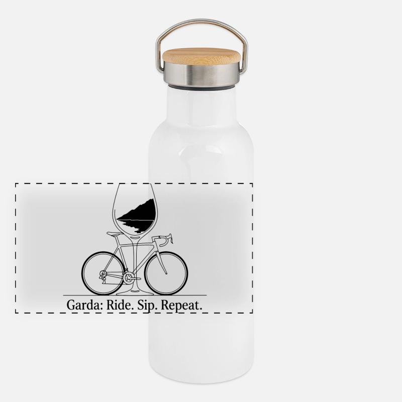 Garda : Ride Sip Repeat Vélo & Art du vin Gourde isotherme avec bouchon en bambou