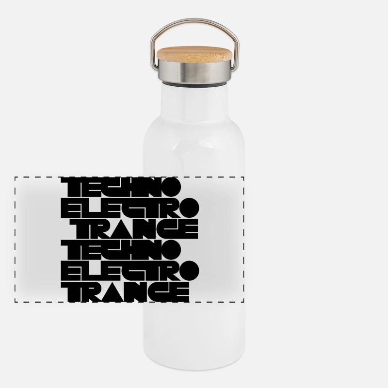 Techno Electro Trance Musik Panorama Thermosflasche mit Bambusdeckel