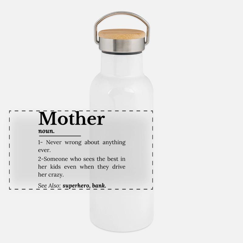 Mutterdefinition - Panorama Thermosflasche mit Bambusdeckel - Weiß