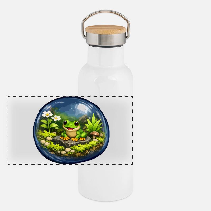 Grenouille dans le terrarium de verre Gourde isotherme avec bouchon en bambou