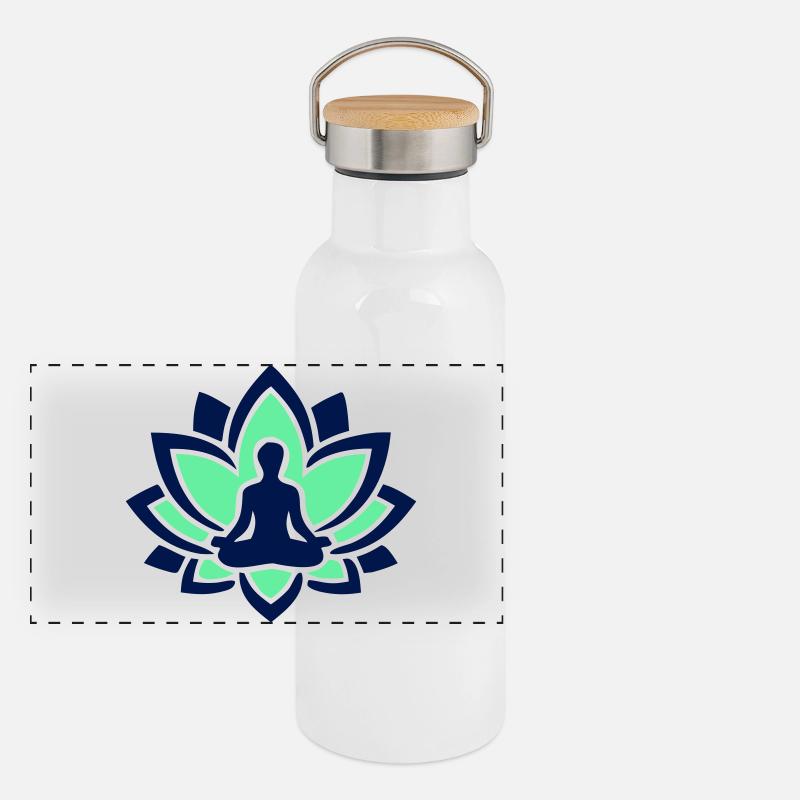 Silhouette de méditation du lotus Gourde isotherme avec bouchon en bambou