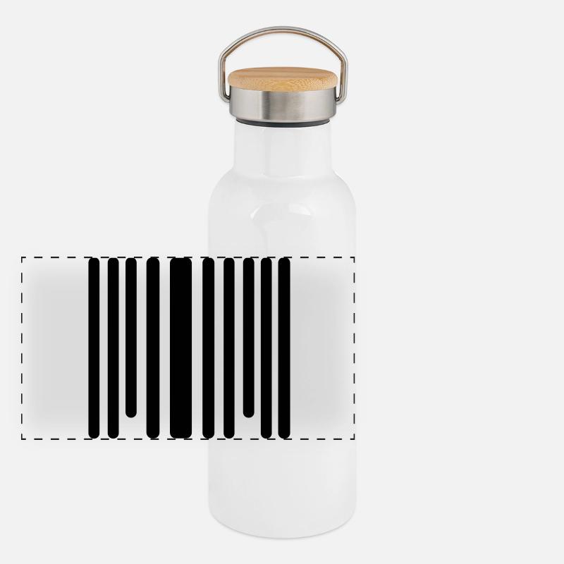 Barcode Panorama Thermosflasche mit Bambusdeckel
