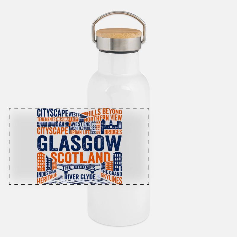 Glasgow, Écosse, Skyline urbain Rivière Clyde Gourde isotherme avec bouchon en bambou