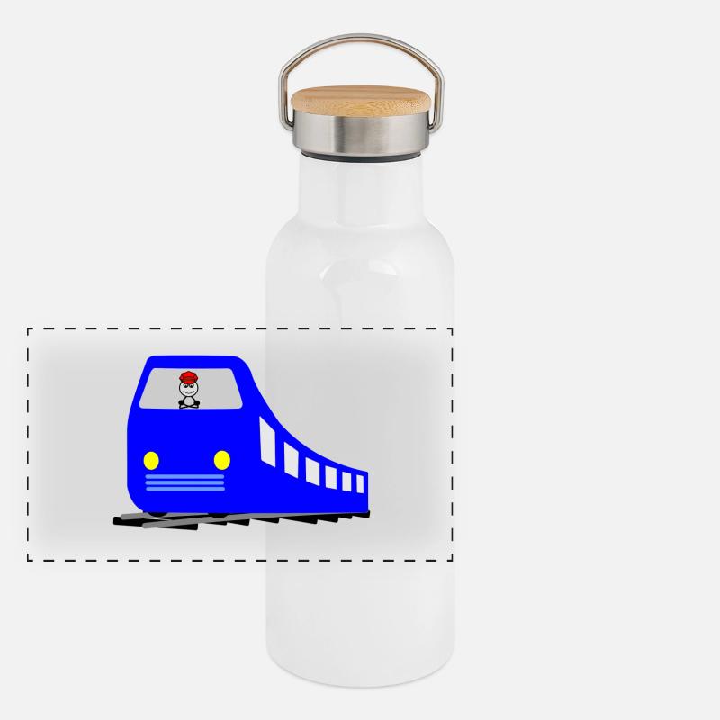 Zug Panorama Thermosflasche mit Bambusdeckel