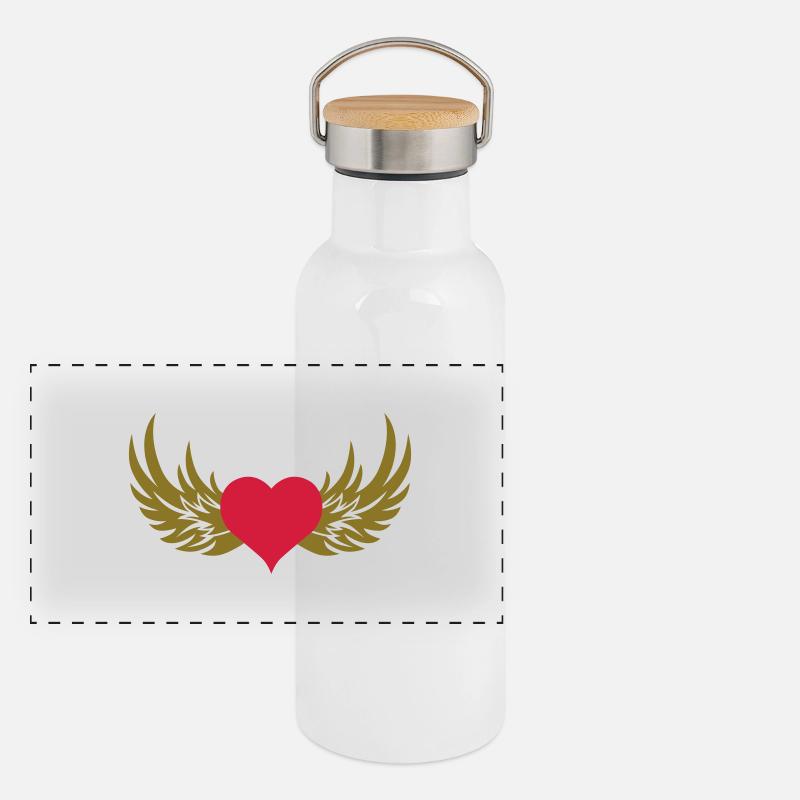 Coeur d'aile Gourde isotherme avec bouchon en bambou