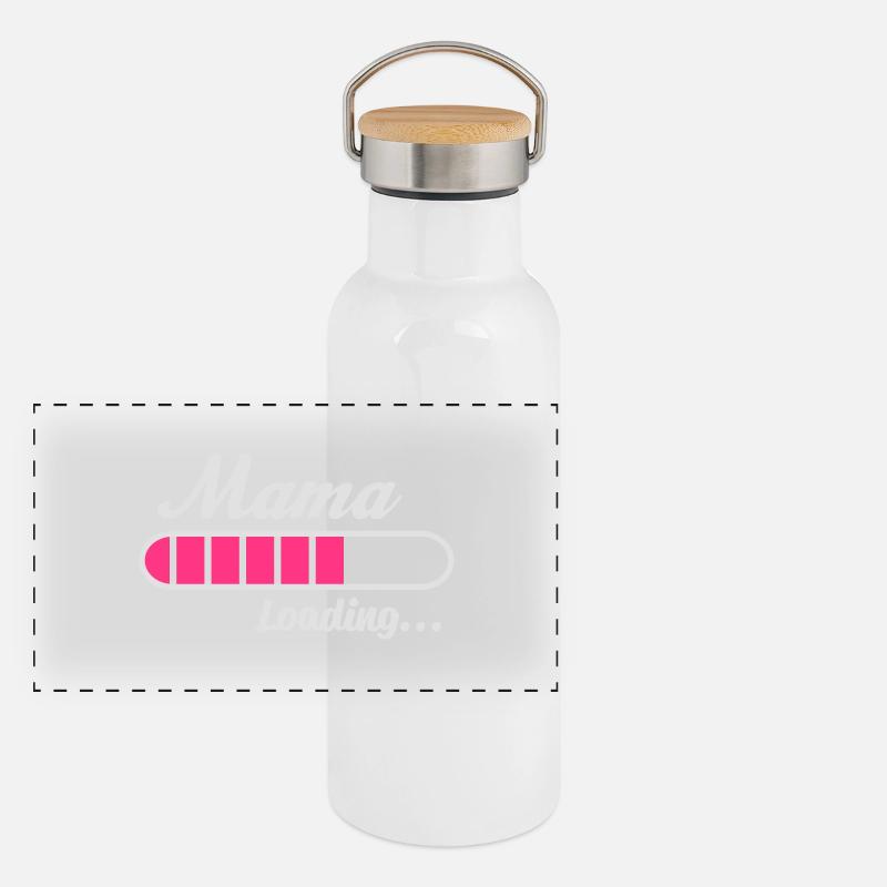 Mama Loading... Panorama Thermosflasche mit Bambusdeckel
