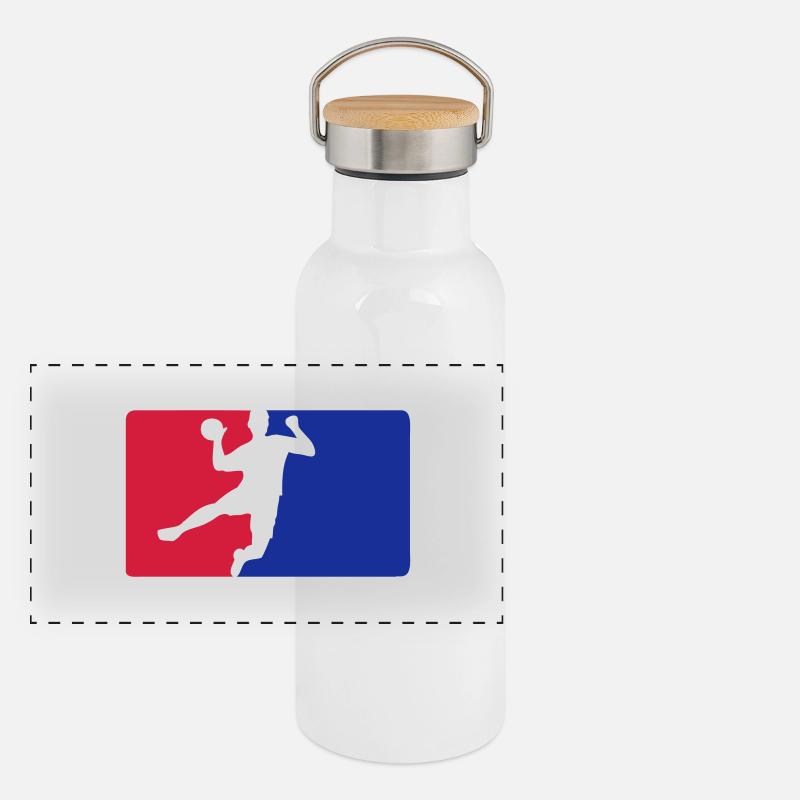 Handball Panorama Thermosflasche mit Bambusdeckel
