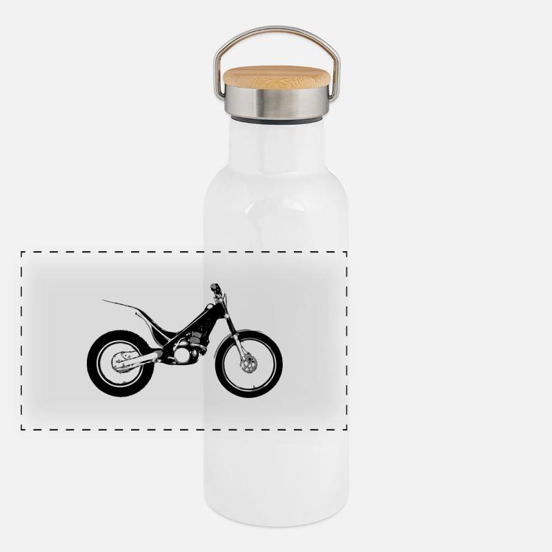Trial Motorrad Panorama Thermosflasche mit Bambusdeckel