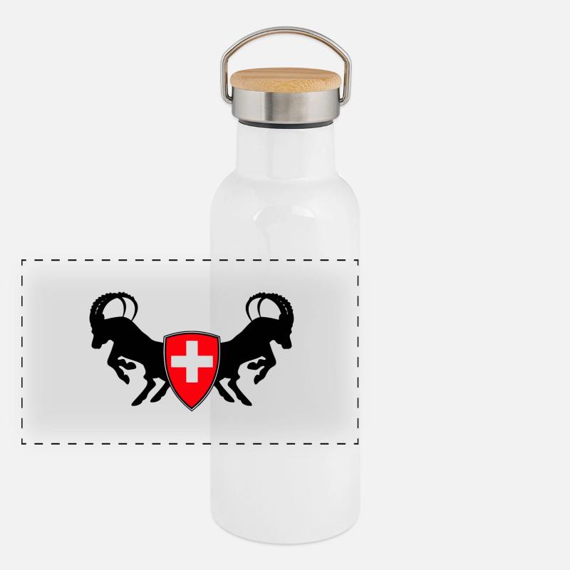 schweiz Panorama Thermosflasche mit Bambusdeckel