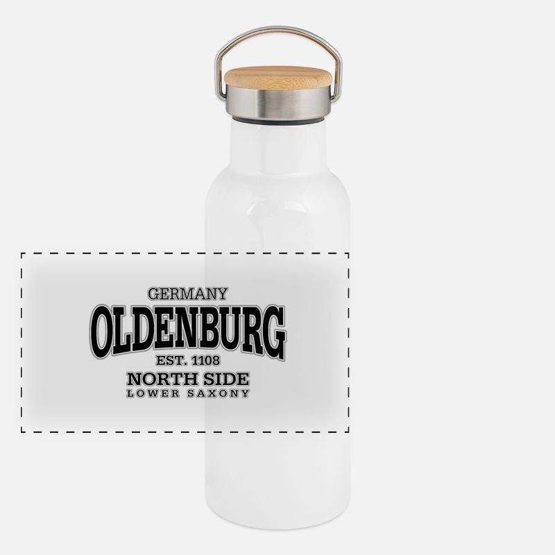 Oldenburg (noir) Gourde isotherme avec bouchon en bambou