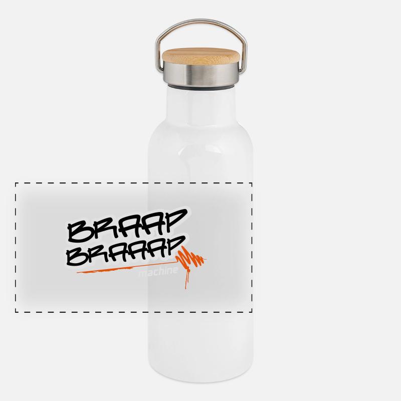 Braap braaap machine Panorama Thermosflasche mit Bambusdeckel