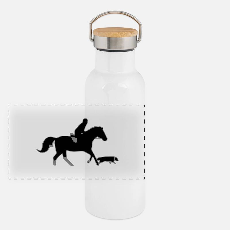 reiter_pferd_hund Gourde isotherme avec bouchon en bambou
