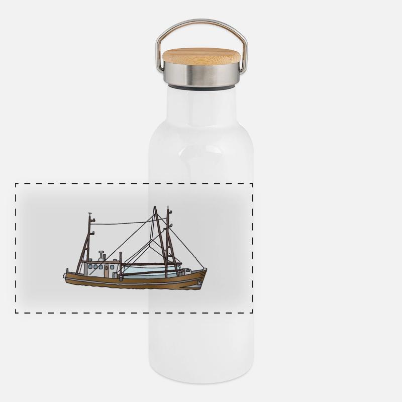 Fishing boat c Panoramic Thermal Bottle with Bamboo Lid