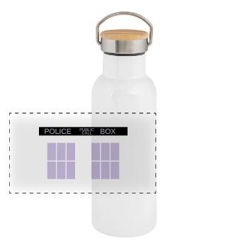 tardis - Panoramic Thermal Bottle with Bamboo Lid - white - Front