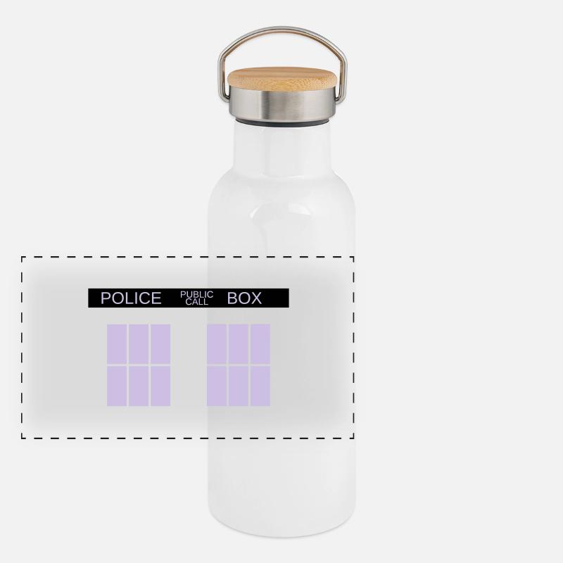 tardis - Panoramic Thermal Bottle with Bamboo Lid - white