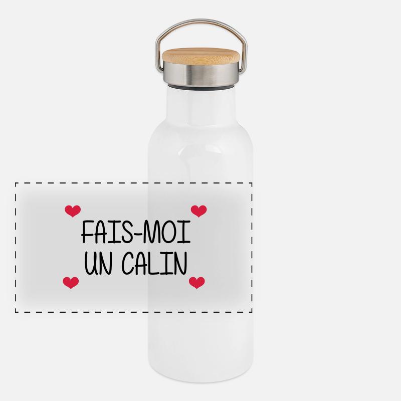 Fais-moi un calin Gourde isotherme avec bouchon en bambou