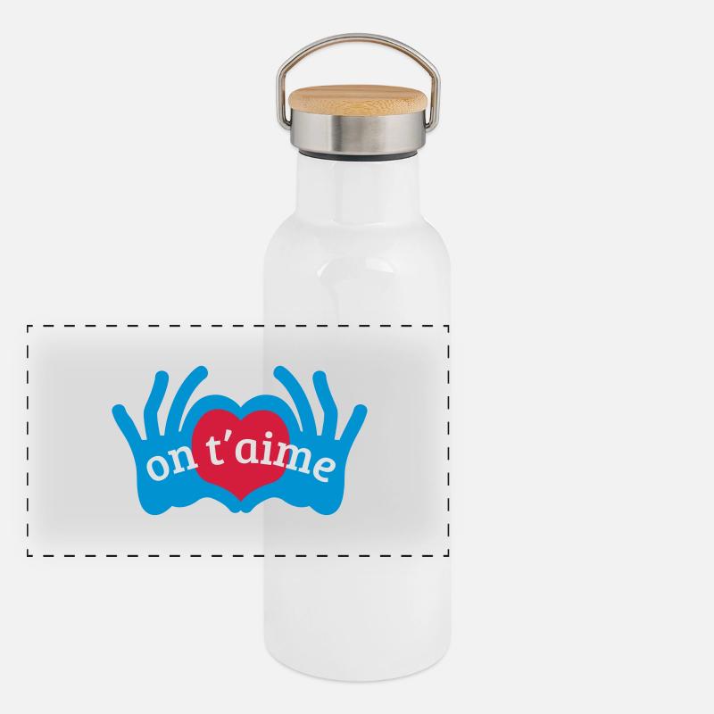 on_t_aime Gourde isotherme avec bouchon en bambou