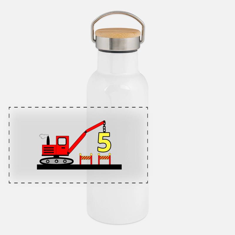 Bagger Panorama Thermosflasche mit Bambusdeckel