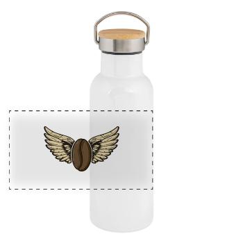 Flying Bean - Panoramic Thermal Bottle with Bamboo Lid - white - Front