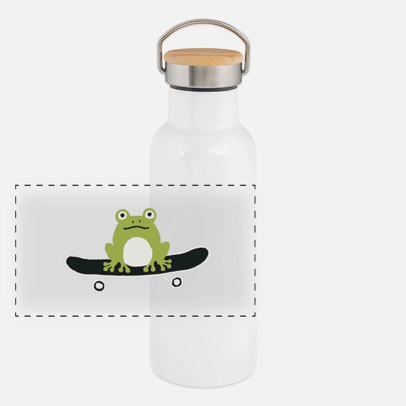 Grenouille de skateboard Gourde isotherme avec bouchon en bambou