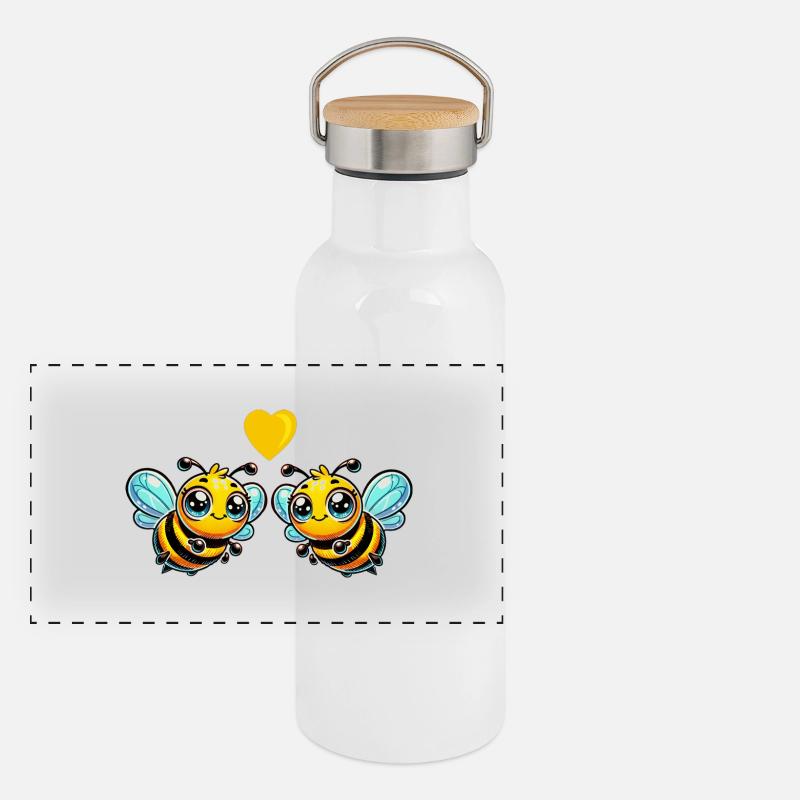 Abeille Amour Comique Gourde isotherme avec bouchon en bambou