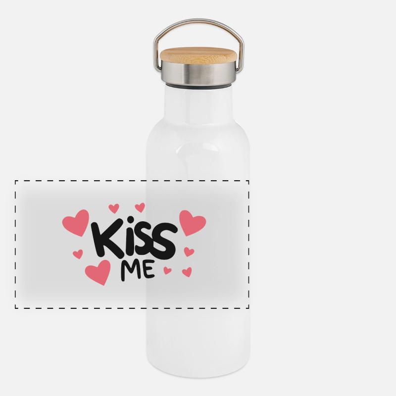 Küss mich Panorama Thermosflasche mit Bambusdeckel