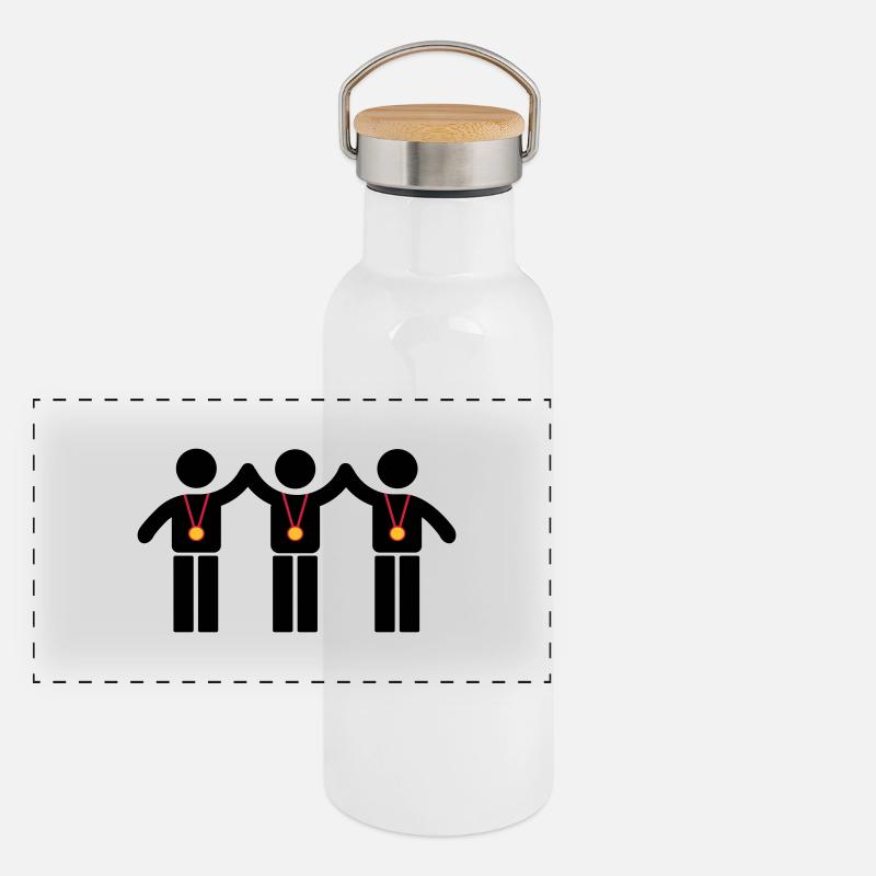 Medaille Panorama Thermosflasche mit Bambusdeckel