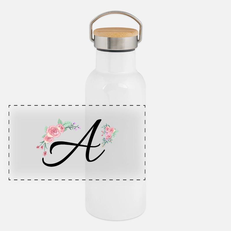 Lettre a fleurs Gourde isotherme avec bouchon en bambou